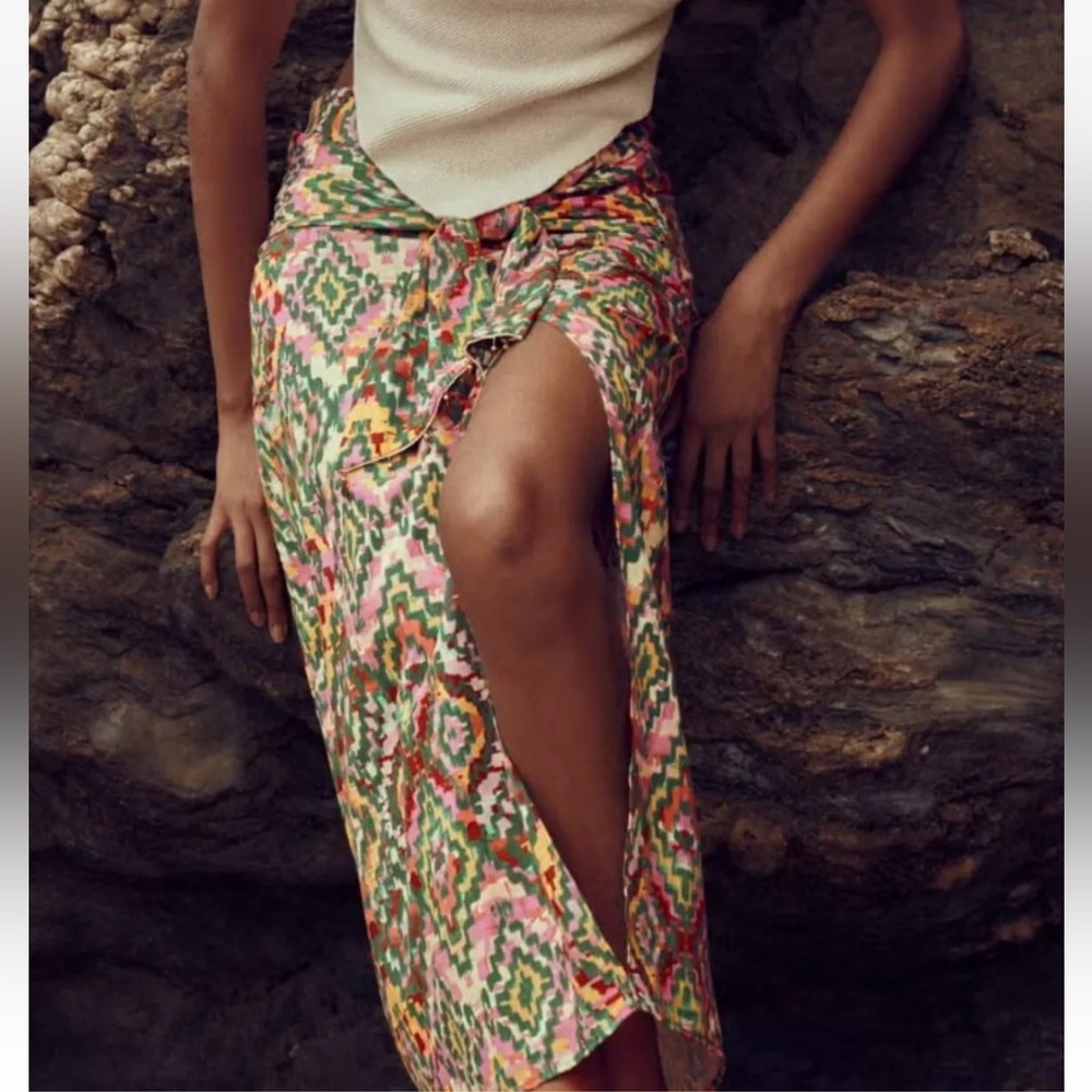 Zara - Knotted Ikat Midi Skirt